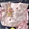 日系可爱兔熊刺绣蝴蝶结手提包粉色少女心大容量单肩包托特包