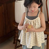 女童米色刺绣纯棉吊带衫夏季韩系女宝宝无袖背心吊带上衣洋气