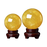 纯天然黄色真水晶球招财风，水球高端摆件，大小号做生意聚财客厅装饰