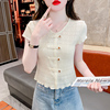 夏季新中式国风盘扣短袖雪纺衬衫女夏装2024年小众设计感上衣