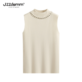 九州诚品/JZZDEMM领子钉珠镶钻高级感时尚针织背心女外搭薄款上衣