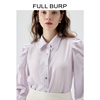 fullburp紫色天丝衬衫，23年春夏显瘦衬衣，设计感泡泡袖上衣