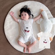 莫代尔棉连体衣0一3月新生婴儿睡衣冰丝夏季短袖薄款59码宝宝衣服