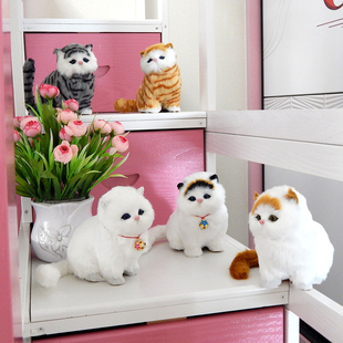 仿真假猫咪玩偶小猫毛绒，玩具猫猫公仔小动物模型会叫生日礼物可爱