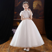 儿童礼服公主裙女童生日白色小花童婚纱主持人钢琴演出服演奏夏季