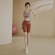 lulu瑜伽服套装女夏网红普拉提训练服跑步健身五分裤运动套装