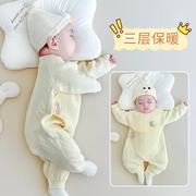 婴儿衣服新生秋冬和尚，服秋季0-6个月，宝宝冬装夹棉连体衣保暖