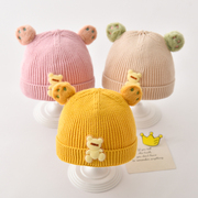 婴儿帽子秋冬季新生婴幼儿胎帽女婴毛线帽男宝宝护囟门套头针织帽