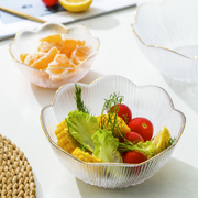 花语不规则金边玻璃碗透明沙拉碗家用水果碗餐具网红甜品碗盘
