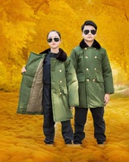 男女童军大衣儿童东北大棉袄，加厚加棉保暖小孩老式绿色棉服新疆棉