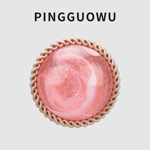 PINGGUOWU 金属纽扣粉色糖果色小香风针织外套风衣大衣钮扣