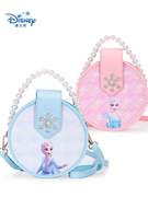 迪士尼儿童圆形包包爱莎公主女童，斜挎包卡通宝宝小包小女孩手提包