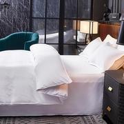 纯白色酒店宾馆民宿床上用品单人床单被套枕套双人被罩团购