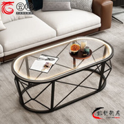 旷途茶几现代简约轻奢钢化玻璃圆形，沙发几家用小户型双层网红铁艺