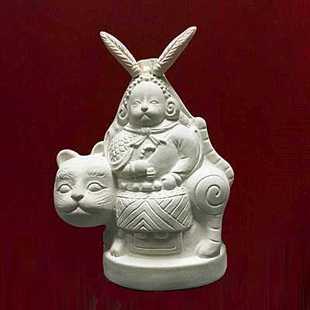 白坯低温陶瓷石膏像兔爷学校教学美术DIY彩绘兔爷老北京吉祥物
