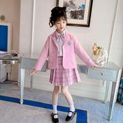 女童jk制服短裙套装春秋冬季学院风儿童百褶半身裙小女孩西装外套