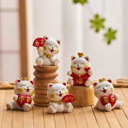 可爱招财猫小摆件家居办公室桌面情绪稳定发财猫咪装饰品迷你车载