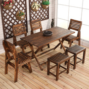 庭院户外碳化防腐木桌椅，组合民宿阳台实木质餐桌，休闲露天露台花园