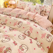 卡通儿童kitty猫全棉，床上四件套100纯棉宿舍，三件套床单被套罩女孩