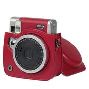 富士拍立得mini90相机包复古(包复古)典雅酒，红色斜跨instax皮套pu保护壳套
