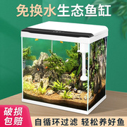 超白鱼缸水族箱玻璃免换水鱼缸客厅生态创意小型迷你桌面金鱼缸