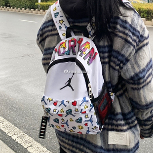 jordan飞人乔丹mini儿童，女子运动户外满印双肩，书包背包dz3755-100