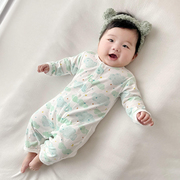 婴儿连体衣纯棉夏季薄款宝宝长袖，空调服睡衣新生，婴儿儿衣服夏装