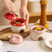网红隔水炖盅陶瓷带盖一人蒸蛋碗家用烤梨燕窝蒸盅炖罐小汤盅