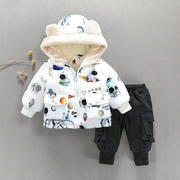 1岁男宝宝冬装套装1周岁冬季衣服冬天棉衣婴儿加厚3岁男童半2岁