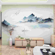 现代新中式墙布写意抽象水墨墙纸壁画电视客厅卧室背景墙山水壁纸