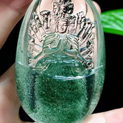魅晶天然水晶晶体通透绿幽灵聚宝盆雕刻千手千眼观音吊坠
