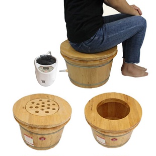 熏蒸桶私处坐熏桶盆香柏木木桶，加热恒温足浴桶，蒸汽泡脚桶木质家用