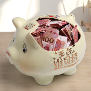 储蓄大容量只进不出可取可爱小猪，女孩儿童大人家用陶瓷存钱罐