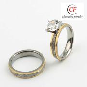 创意个性钛钢饰品韩国简约锆石戒指不锈钢拼色情侣款对戒