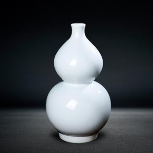 景德镇陶瓷器现代简约白色花瓶玄关客厅酒柜摆件装饰瓶插花葫芦瓶