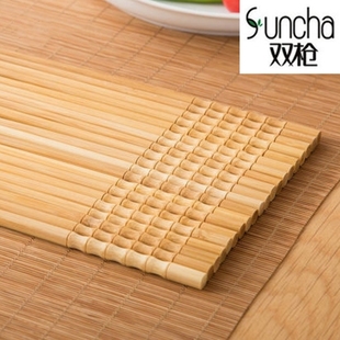 双西子千束竹筷子天然无漆无蜡家用碳化竹筷，中式筷套装十双装