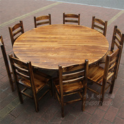 商用碳烧松木餐桌椅实木碳化酒店餐桌餐椅快餐店大排档饭