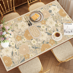 美式皮革桌垫轻奢高级感防油防水防烫餐桌垫家用长方形茶几桌布