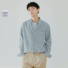 气质衬衫男2020男士青年时尚竖条纹寸衫韩版潮流纯棉长袖衬衣