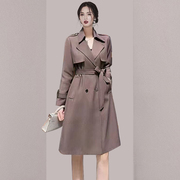 西装中长款风衣女2023韩版女装收腰显瘦修身系带外套
