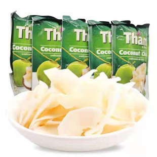 泰国进口香酥椰子片，椰子干40g×5袋香脆碳烤椰子零食特产