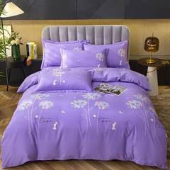 全棉特厚生态磨毛100纯棉四件套宿舍三件套紫色床单被套双人床上