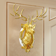 欧式鹿头壁挂壁饰酒店，客厅电视背景墙面装饰挂件金鹿玄关墙上挂饰