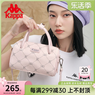 Kappa卡帕 女士迷你手提单肩包时尚老花波士顿圆桶斜挎包