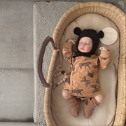 欧美新生儿衣服婴儿包屁衣男女孩纯棉a类长袖三角哈衣0-3个月宝宝