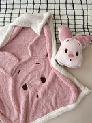 可爱猪猪网红卡通加厚羊羔绒，亲肤毛毯子少女秋冬装饰毯空调毯盖毯