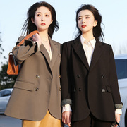 纯色西装外套女小个子，23秋冬通勤上衣，韩版减龄宽松设计感外套