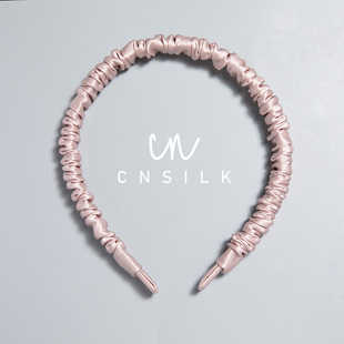 Cnsilk 100%桑蚕丝真丝发箍真丝发带头箍细边皱褶压发捆洗脸发带