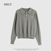 IMCC设计感小众韩系复古刺绣翻领针织衫女春气质宽松显瘦细腻上衣