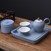 粗陶茶具日式创意一壶两杯办公室家用简约陶瓷功夫礼盒套装干泡盘